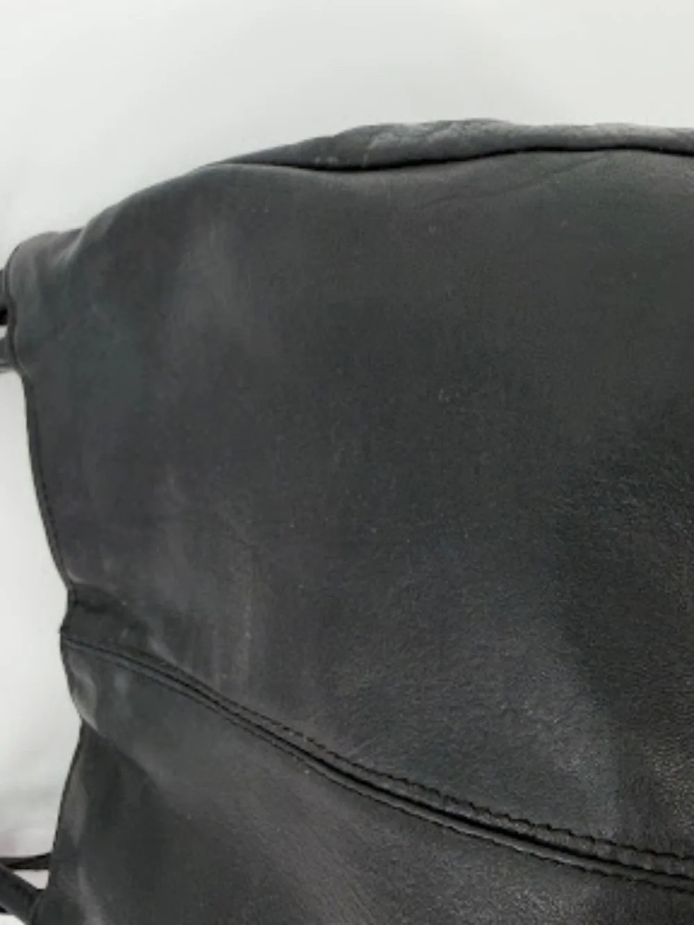 Vintage Saddle River Black Soft Glove Leather Knotted Strap Crossbody Bag